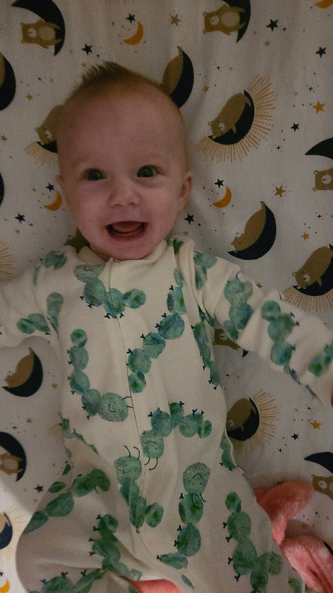 Anastasia joined the competition — help win amazing prizes! baby, baby_products, baby_toddler_clothing, cheek, child, happy, linens, military_camouflage, pattern, peach, person, room, skin, sleeve, smile, textile, toddler, white