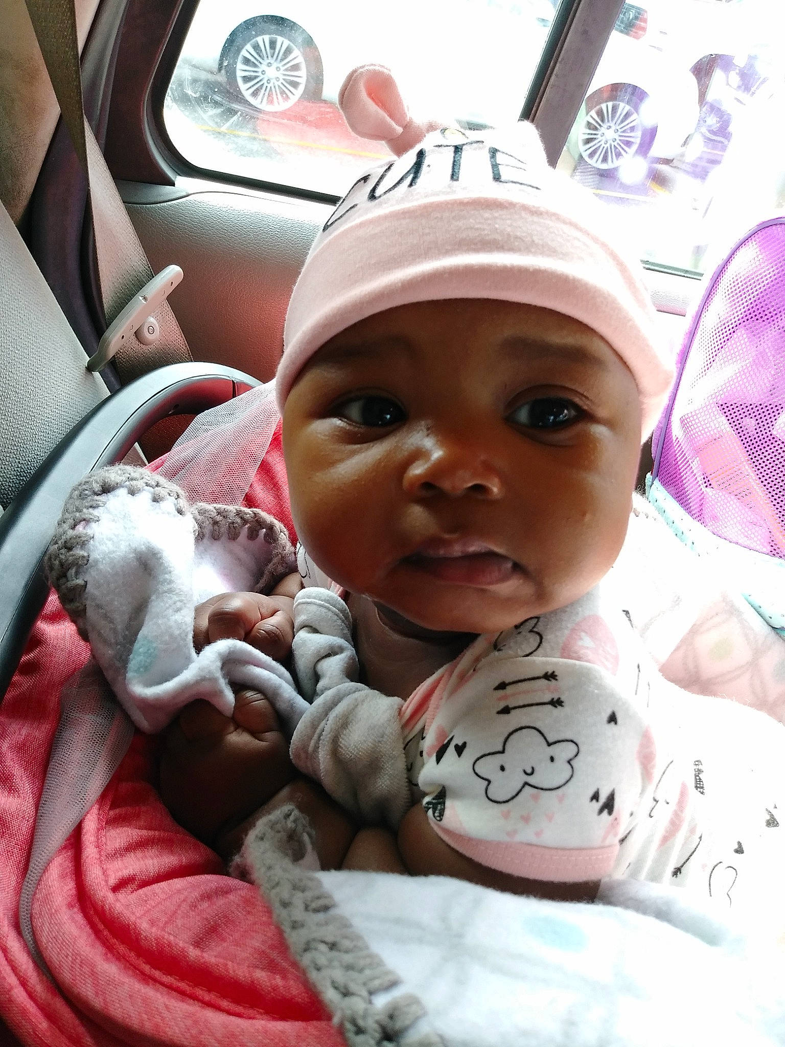 Ja'Leigha is registered to the contest to win money with this photo: baby, birth, cheek, child, headwear, person, pink, skin, toddler