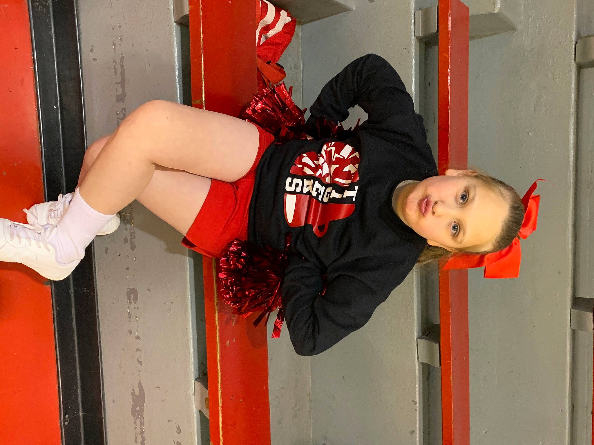 Alanna joined the competition — help win amazing prizes! carmine, costume, door, elbow, flash_photography, flesh, fun, human_leg, knee, orange, person, room, thigh, wrist