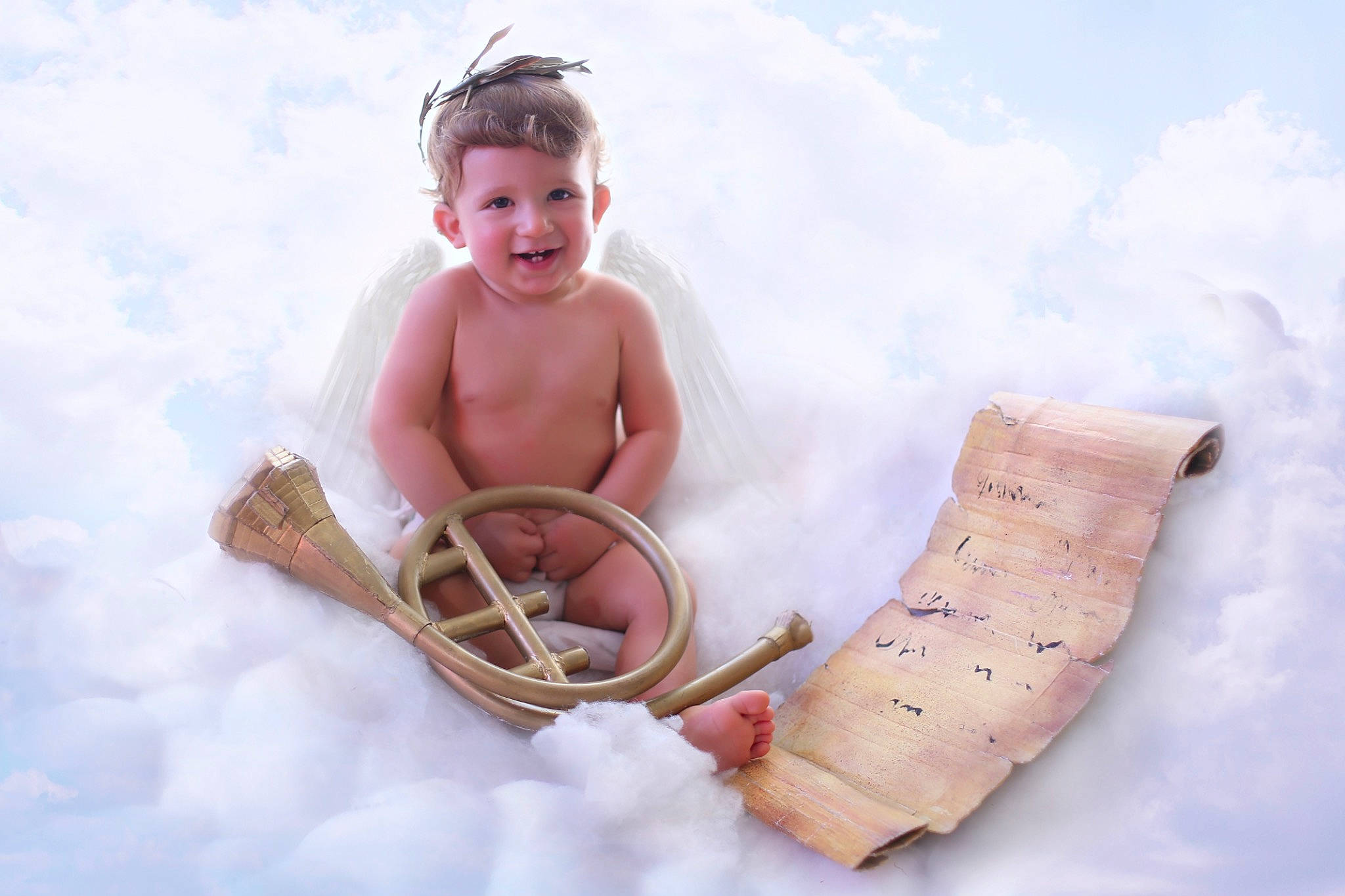 Andre joined the competition — help win amazing prizes! baby, baby_toddler_clothing, child, child_model, fictional_character, hair_accessory, headband, headpiece, joy, natural_material, people_in_nature, person, portrait_photography, stock_photography, wind_instrument