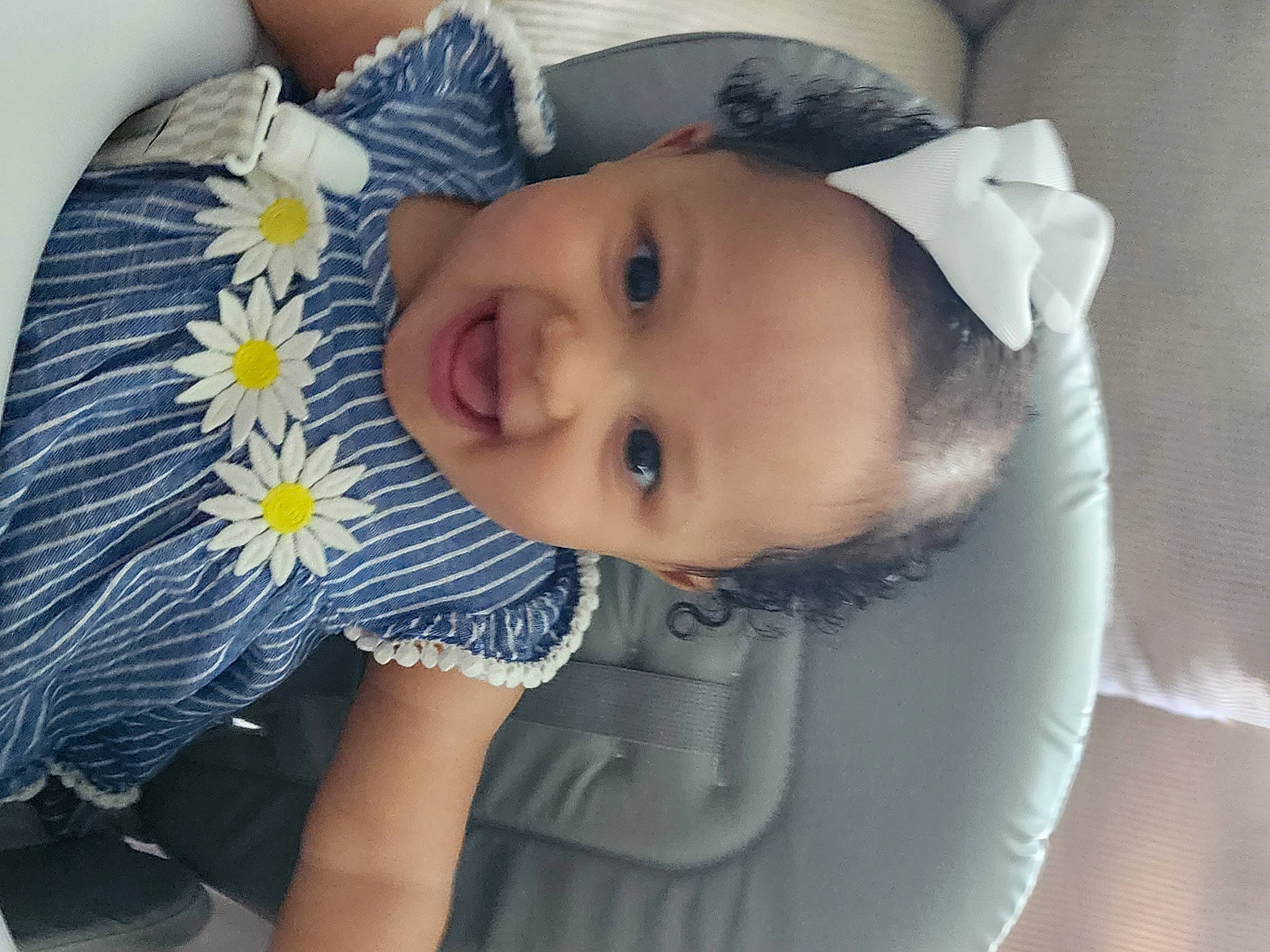 Nevaeh joined the competition — help win amazing prizes! baby, baby_toddler_clothing, cheek, child, electric_blue, eye, eyelash, fashion_accessory, flower, happy, hat, headgear, iris, joy, lip, nose, pattern, person, skin, sleeve