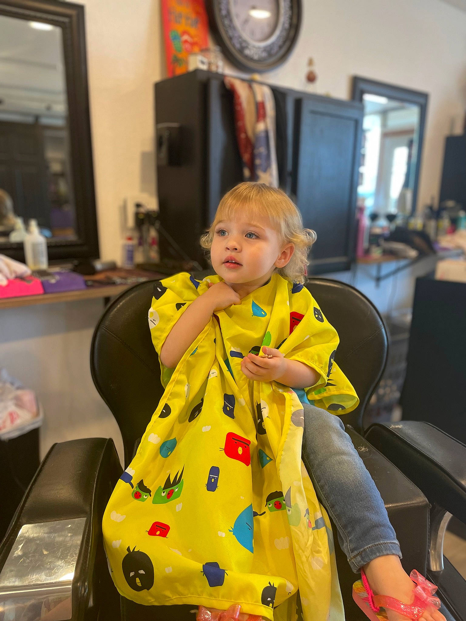 Leanna is registered to the contest to win money with this photo: baby, baby_products, bag, chair, child, costume, dress, event, fashion_design, flooring, fun, hairstyle, kitchen, leisure, person, picture_frame, play, room, sitting, t_shirt