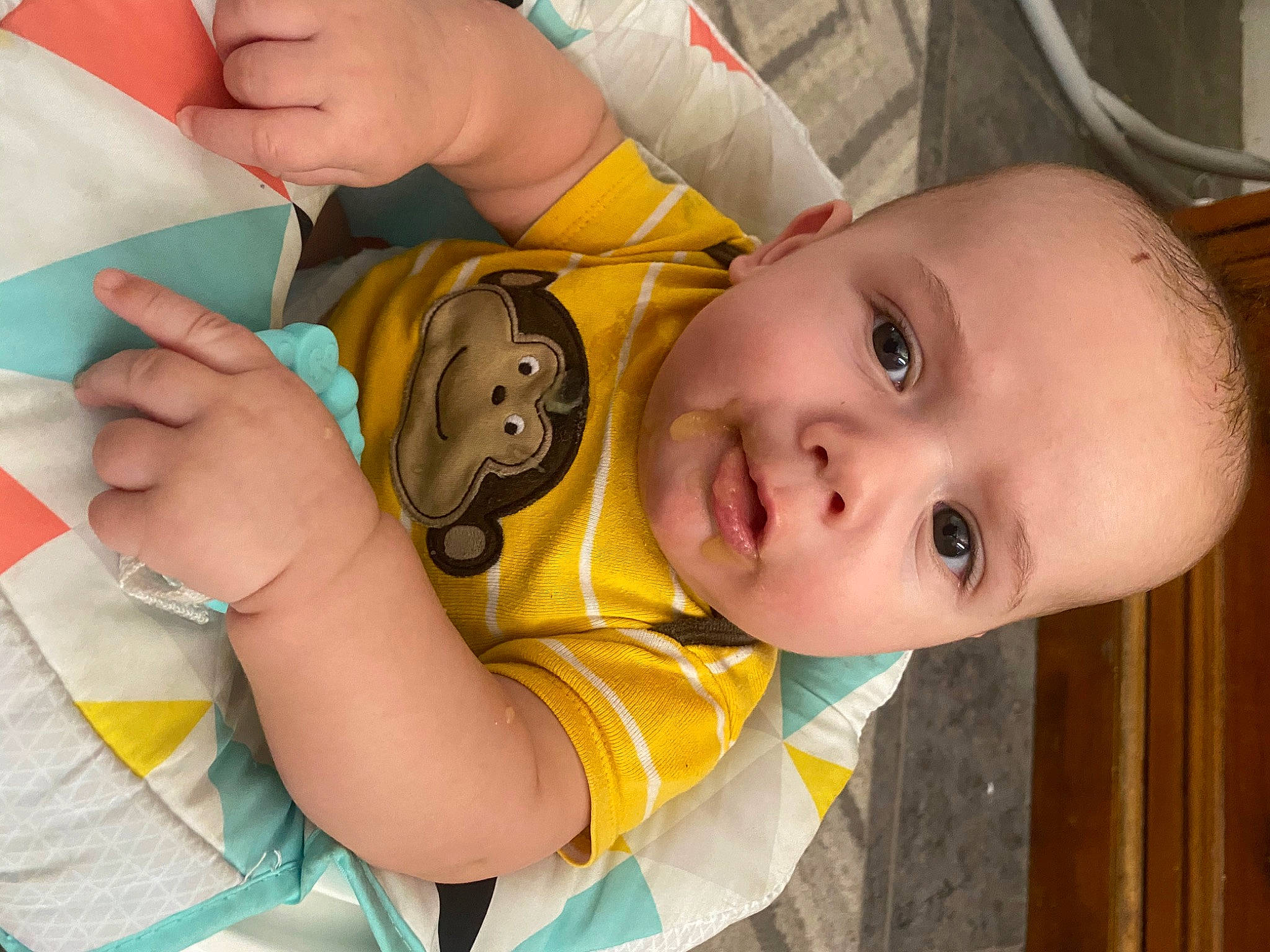 River joined the competition — help win amazing prizes! baby, baby_products, baby_toddler_clothing, cheek, child, clothing, finger, fun, hand, happy, leisure, mouth, nail, nose, person, room, smile, thumb, toddler, wood