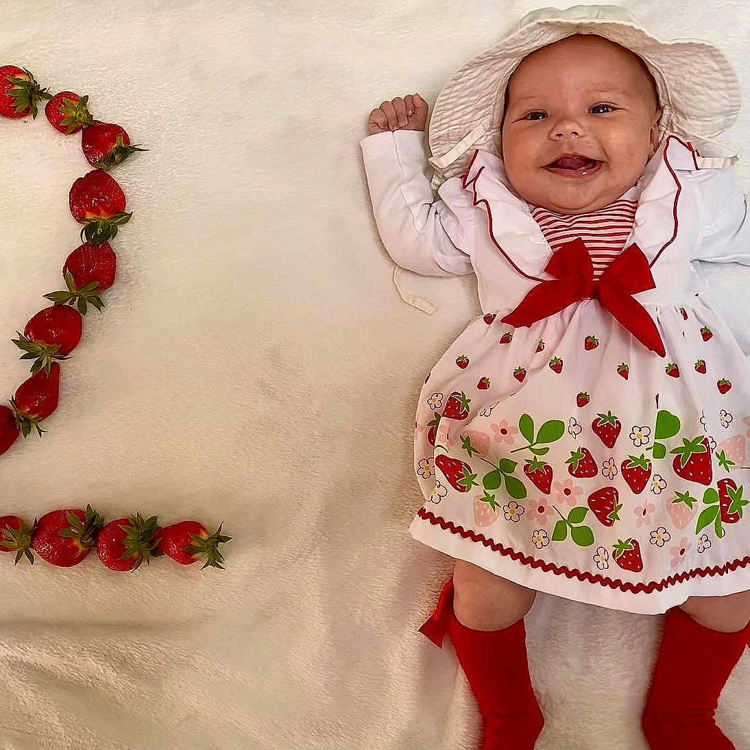 Selena a rejoint le concours — aidez-le/la à gagner de superbes lots ! baby, babylaughing, clothing, face, festival, flower, happy, hat, head, loveheartsymbol, number, person, petal, photography, portrait, sitting, sleeve, smile, symbol, text