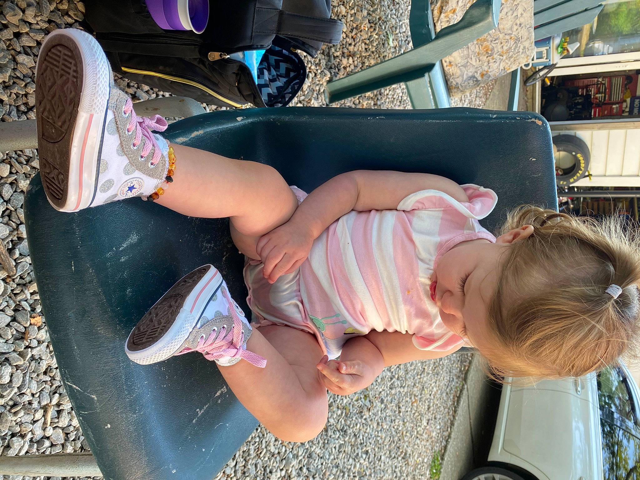 Elliana joined the competition — help win amazing prizes! baby, baby_products, child, foot, fun, leg, person, pink, sitting, toddler, vacation