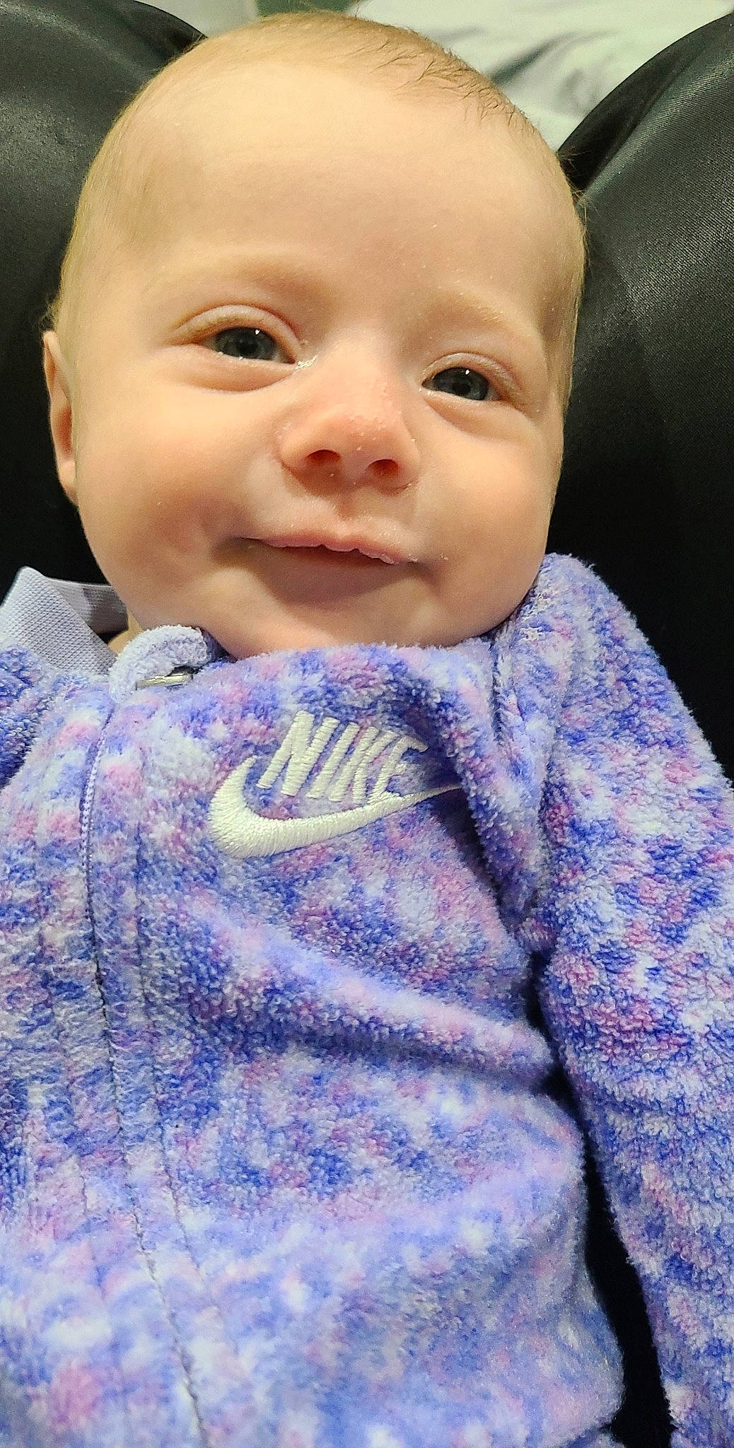 Sutton joined the competition — help win amazing prizes! azure, baby, baby_toddler_clothing, blue, cheek, eye, eyebrow, happy, iris, lip, nose, outerwear, person, photograph, purple, skin, sleeve, smile, textile, toddler