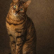 Topiksi a rejoint le concours — aidez-le/la à gagner de superbes lots ! animal, cat, close_up, curious, cute, domestic_cat, ears, feline, fur, green_eyes, indoor, looking, pet, portrait, sitting, soft_lighting, striped_fur, tabby_cat, tail, whiskers