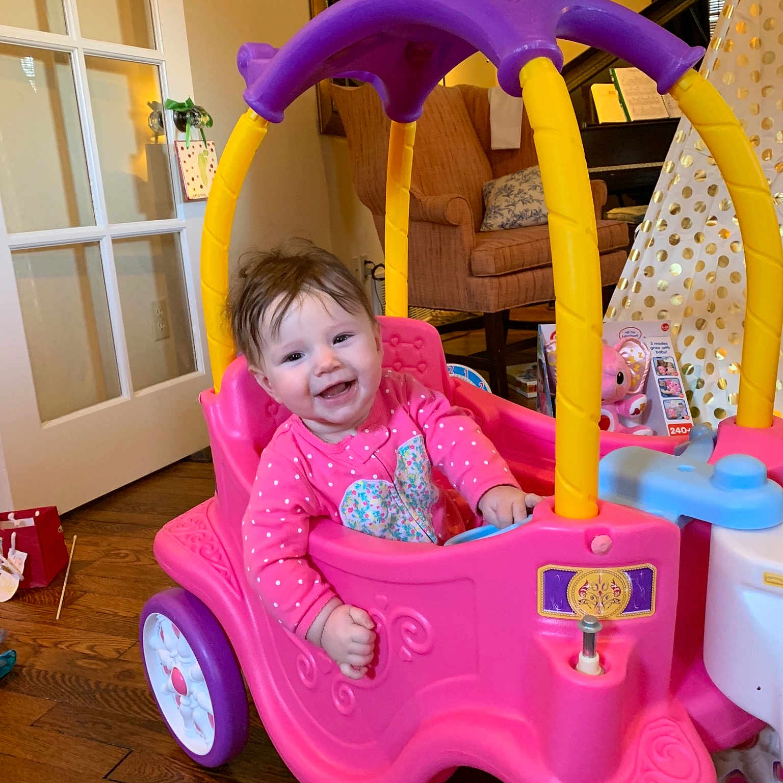 Virginia joined the competition — help win amazing prizes! baby_products, child, fun, infant, joy, outdoor_play_equipment, person, pink, play, playground, playset, product, purple, toddler, toy