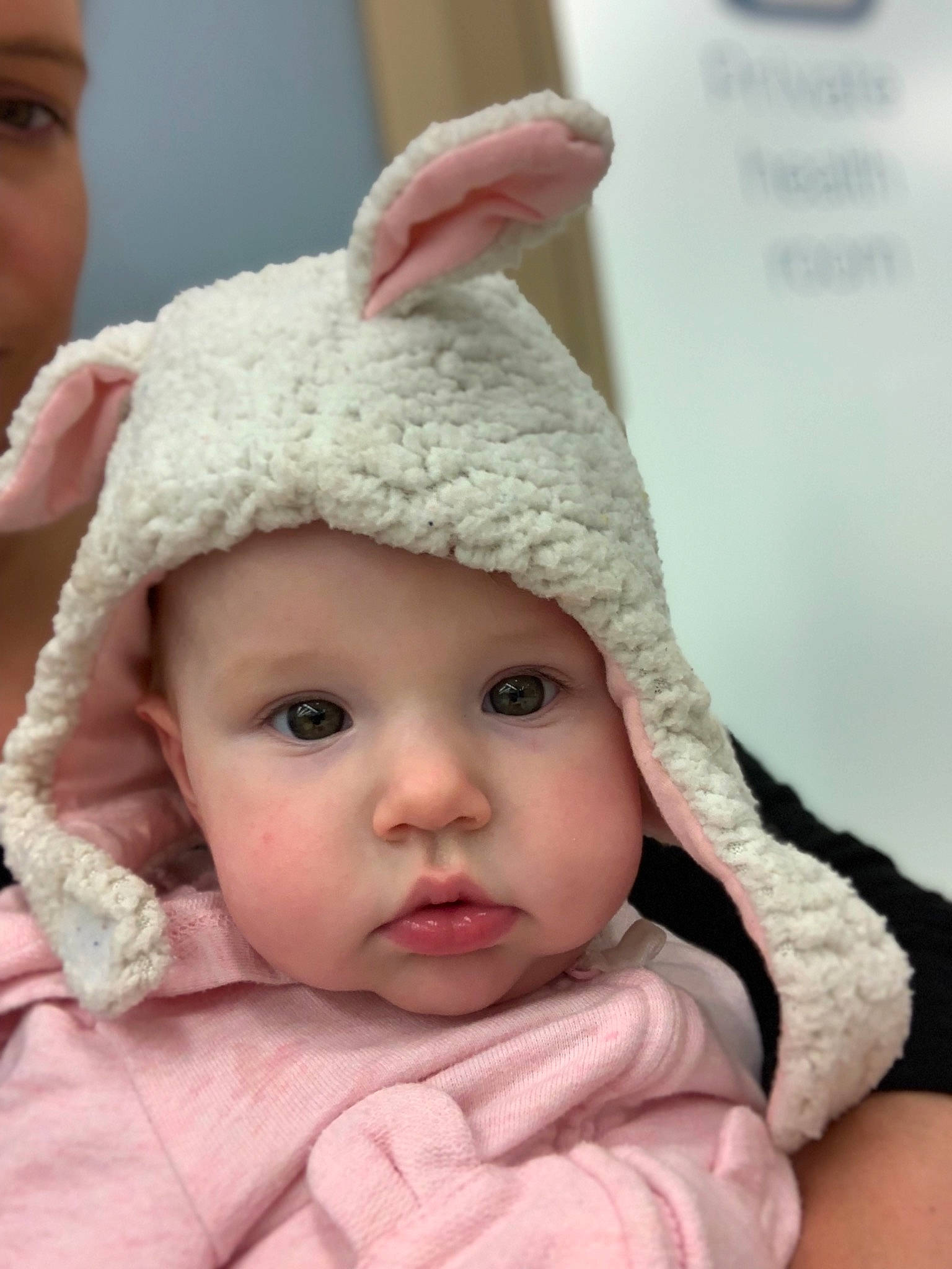 Virginia is registered to the contest to win money with this photo: beanie, bonnet, cap, cheek, child, ear, girl, head, headgear, headwear, infant, knit_cap, lip, nose, person, product, skin, smile, textile, toddler