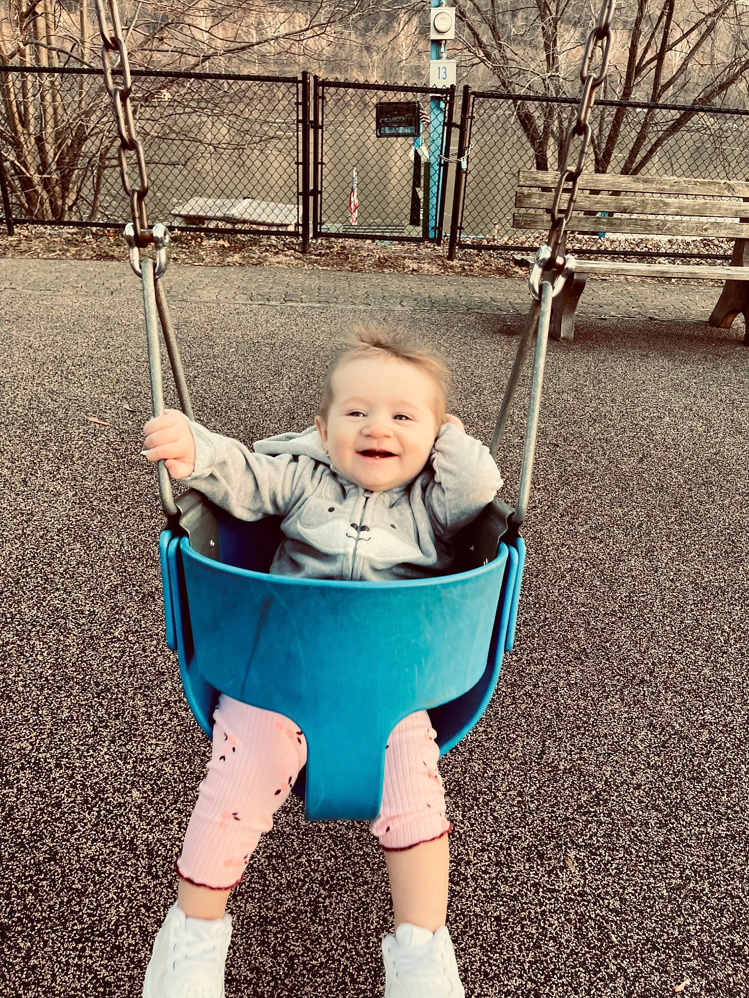 Giavanna is registered to the contest to win money with this photo: baby, beauty, child, city, electric_blue, facial_expression, flash_photography, fun, grass, happy, leisure, outdoor_play_equipment, people_in_nature, person, photograph, playground, product, smile, swing, toddler