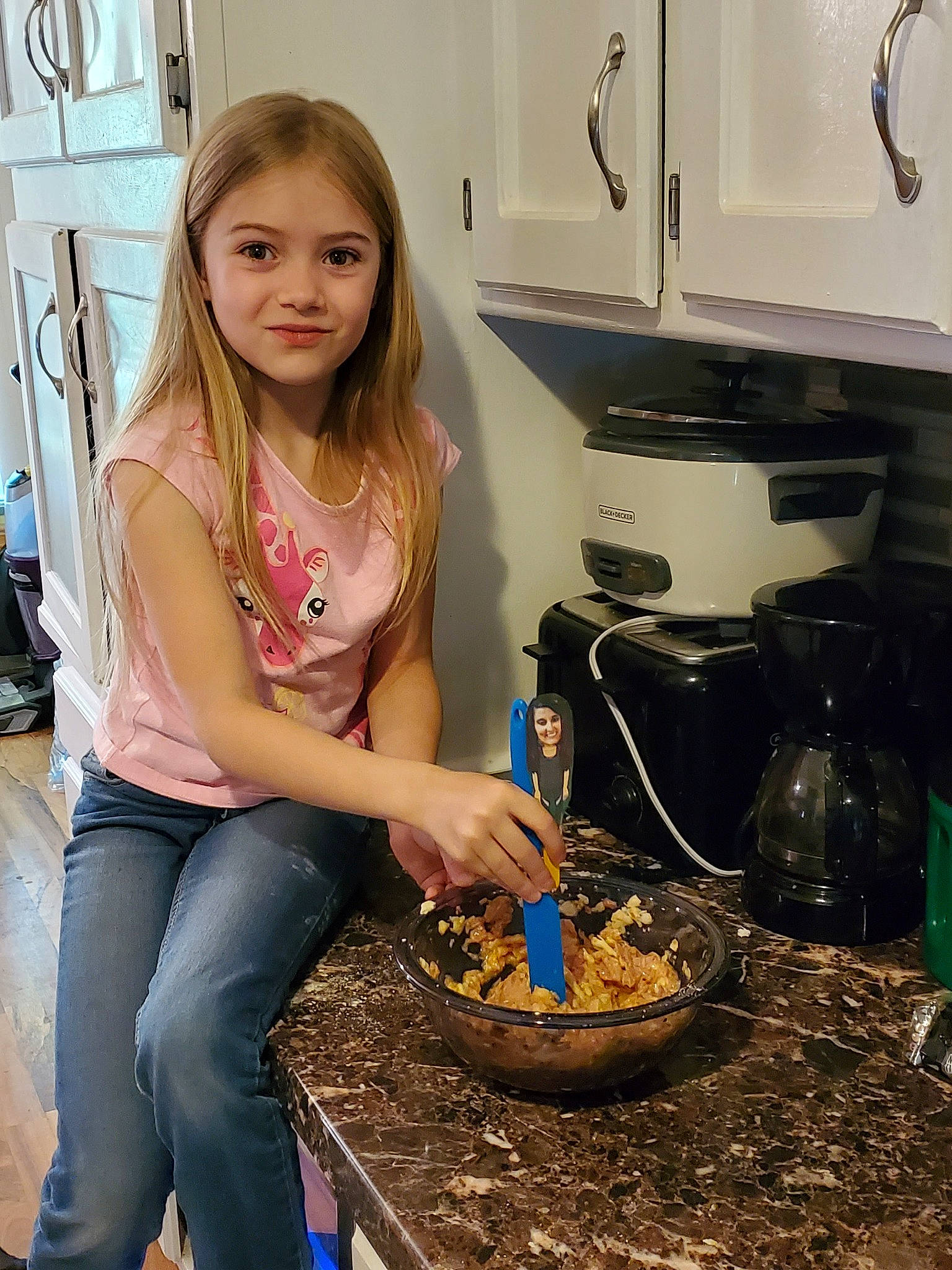 Averie joined the competition — help win amazing prizes! baking, cooking, cooktop, cookware_and_bakeware, countertop, cuisine, dish, food, gas, home_appliance, homemaker, joy, kitchen, kitchen_appliance, kitchen_stove, major_appliance, person, recipe, smile, stove