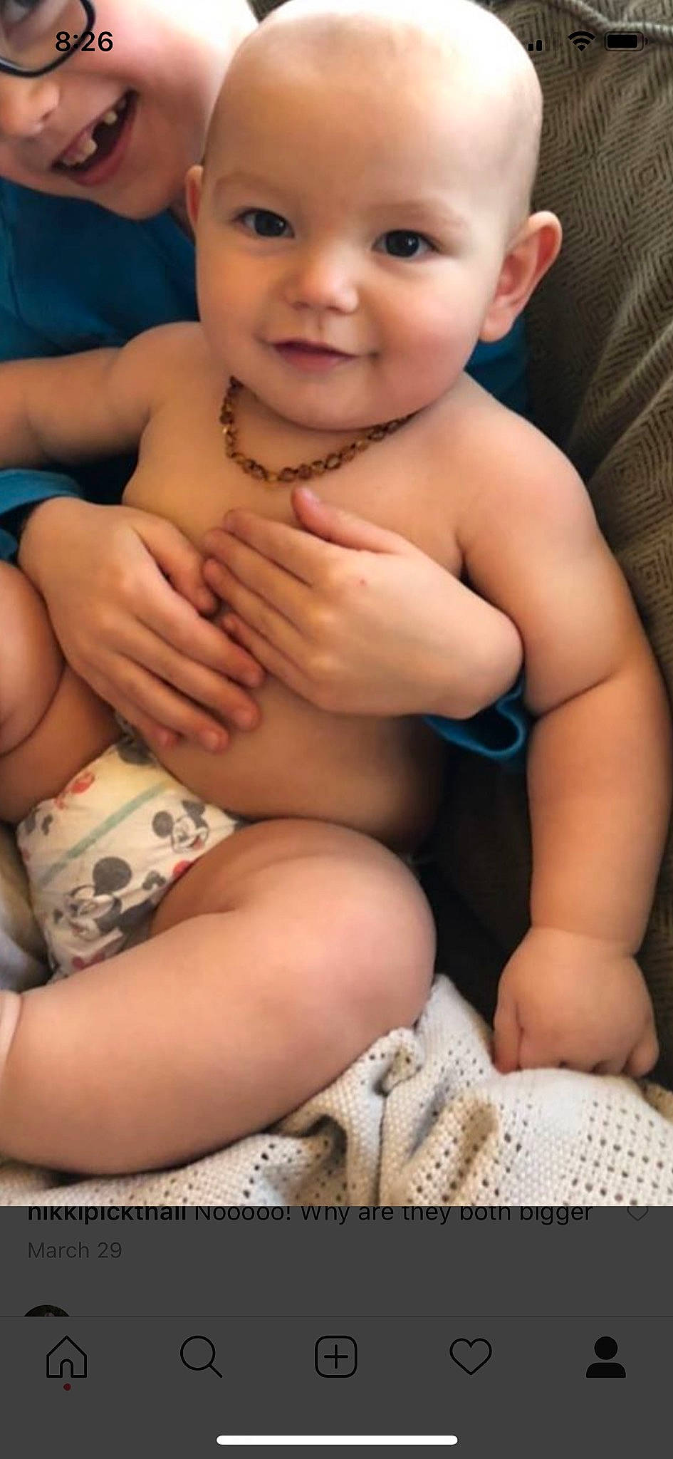 Madden is registered to the contest to win money with this photo: baby, cheek, child, finger, hand, joy, leg, mouth, muscle, person, smile, thigh, thumb, toddler