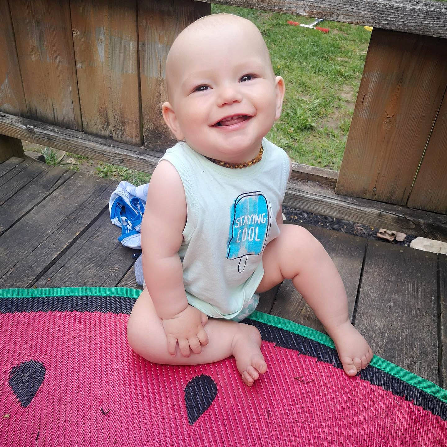 Madden joined the competition — help win amazing prizes! baby, baby_toddler_clothing, child, head, joy, person, play, sitting, skin, smile, summer, toddler