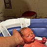 newborn, baby, infant, bath, water, hand, support, tub, skin, wet, relaxing, indoor, wall, container, plumbing, person, closeup, parent, care, cleaning