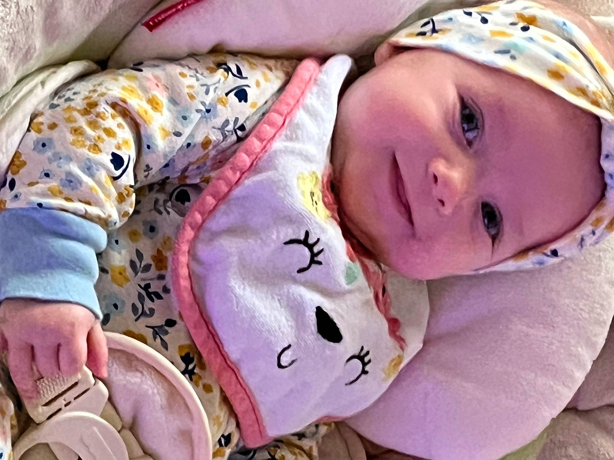 Ashleigh joined the competition — help win amazing prizes! baby, cap, carmine, child, cool, eyelash, facial_expression, fashion_accessory, happy, hat, headwear, human_leg, linens, lip, mouth, pattern, person, pink, product, skin