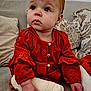 Elouise joined the competition — help win amazing prizes! baby, bow, child, clothing, couch, cozy, cushion, cute, expression, girl, hands, headband, home, indoor, infant, orange_dress, portrait, pumpkin_embroidery, sitting, sofa