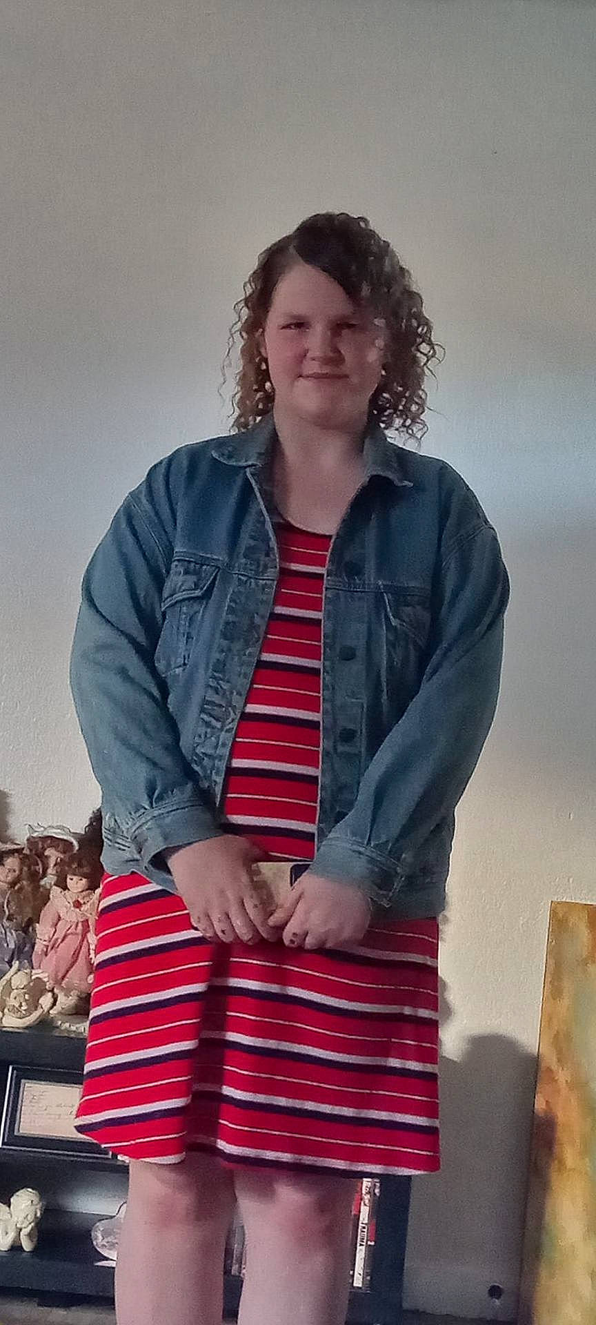 Hannah joined the competition — help win amazing prizes! accessories, adult, blouse, clothing, coat, face, female, hair, head, jacket, jeans, jewelry, necklace, pants, person, photography, portrait, shorts, skirt, woman