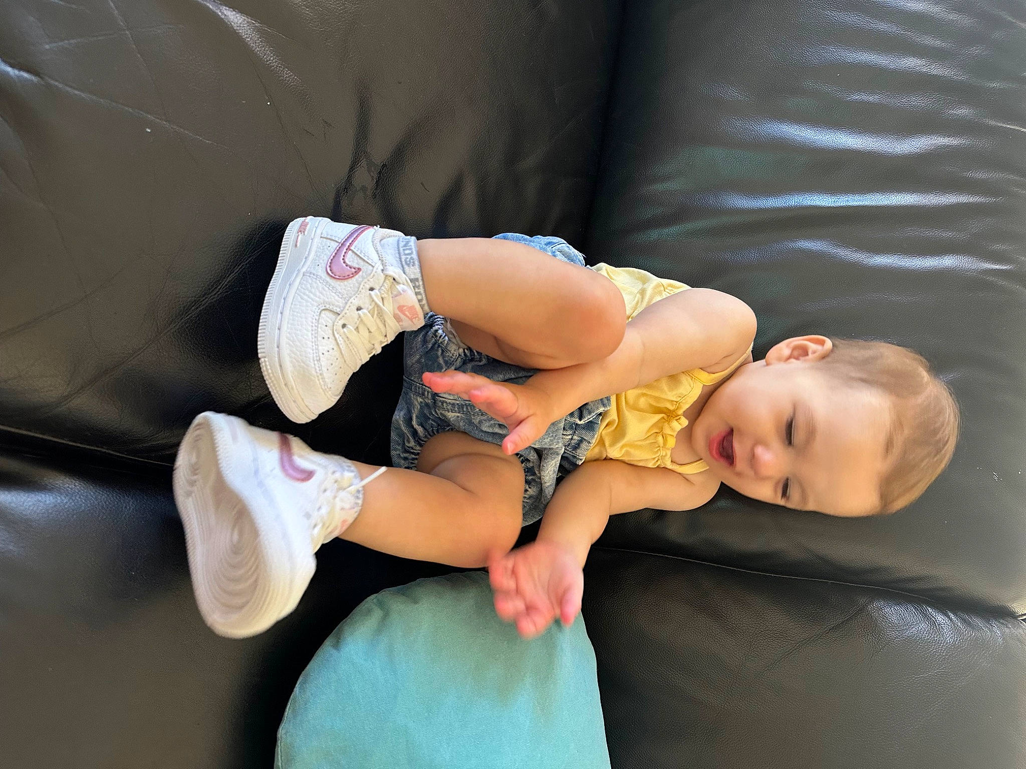 Mackenzie joined the competition — help win amazing prizes! abdomen, baby, baby_products, baby_sleeping, baby_toddler_clothing, child, comfort, couch, elbow, flash_photography, foot, happy, human_leg, knee, lap, person, sitting, sock, thigh, toddler