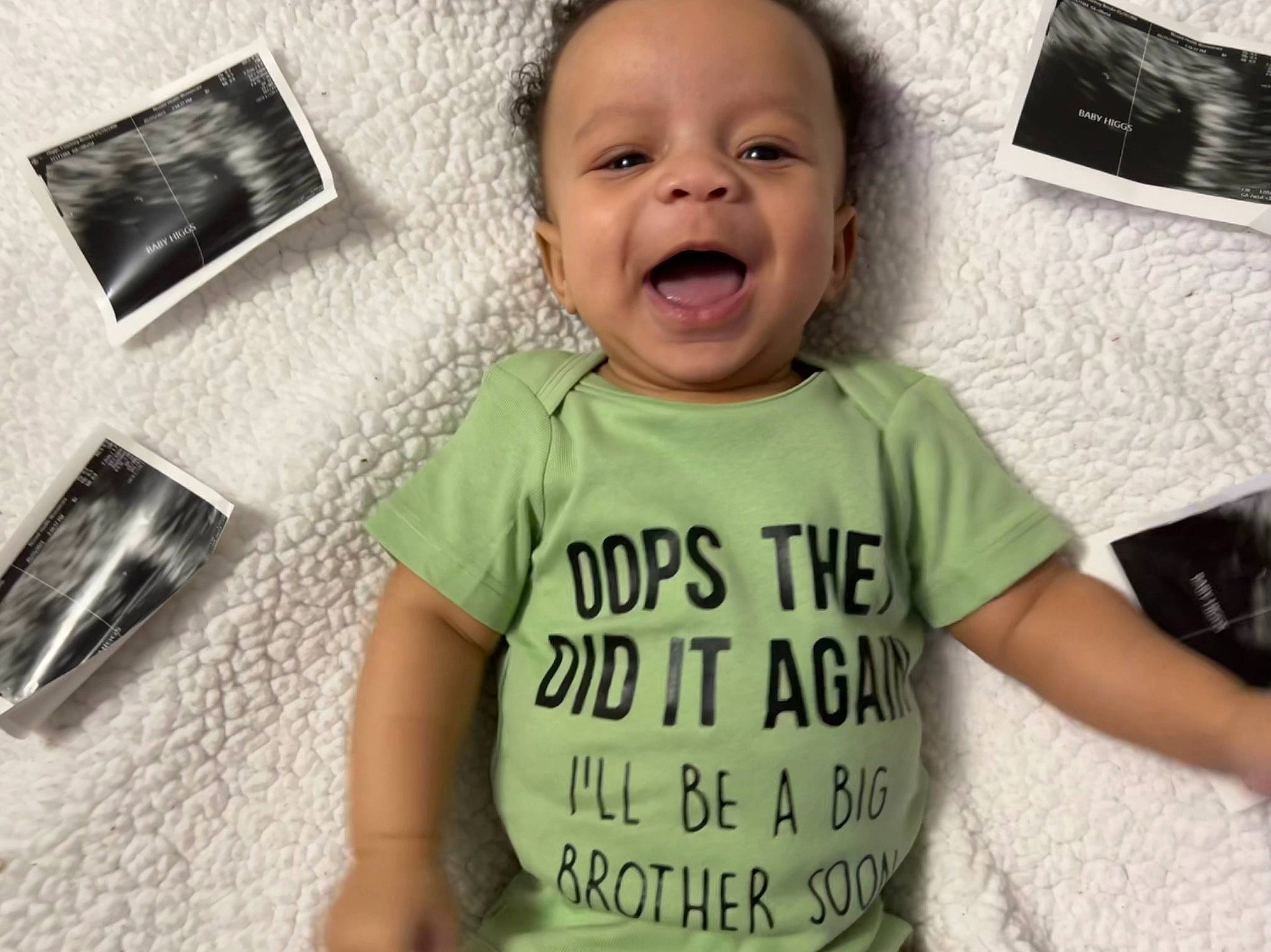 Greyson joined the competition — help win amazing prizes! baby, baby_laughing, baby_toddler_clothing, cheek, child, cool, facial_expression, gesture, happy, kitchen_utensil, mouth, neck, nose, person, photo_caption, room, shout, sleeve, smile, t_shirt