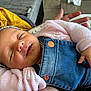 ézya participe au concours pour gagner de l'argent avec cette photo : baby, sleeping, infant, pink_sweater, denim_overalls, headband, hand, cozy, soft_toys, blanket, indoor, cute, peaceful, newborn, face, portrait, child, resting, closeup, clothing