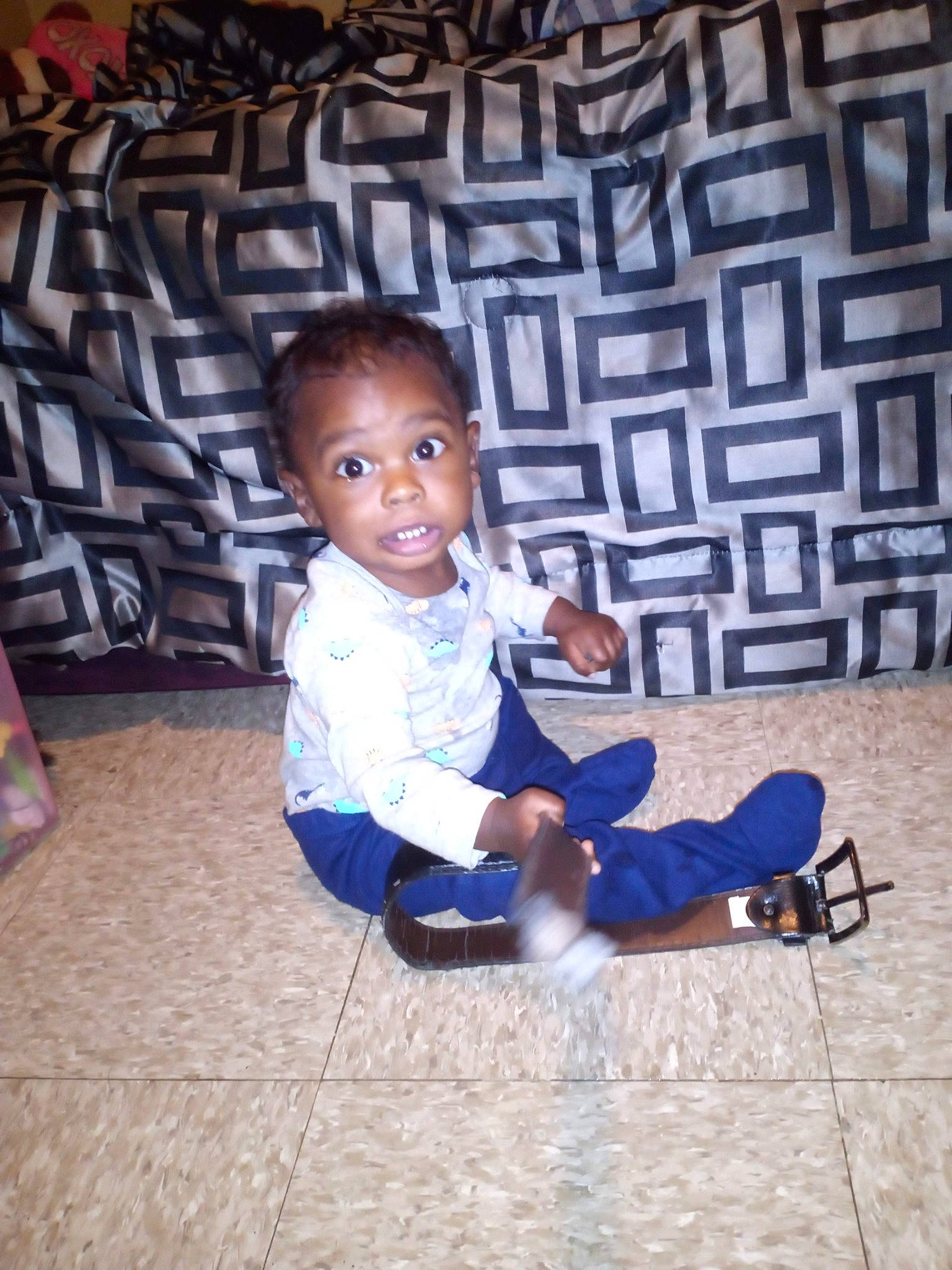 Marquis is registered to the contest to win money with this photo: adaptation, baby, child, floor, flooring, fun, leisure, people, person, play, sitting, skin, smile, toddler, vacation