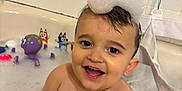 Yamari joined the competition — help win amazing prizes! toddler, bath, foam, bubbles, bathtub, child, smiling, happy, toy, water, bathroom, tile, playful, cute, skin, head, wet, fun, indoors, baby