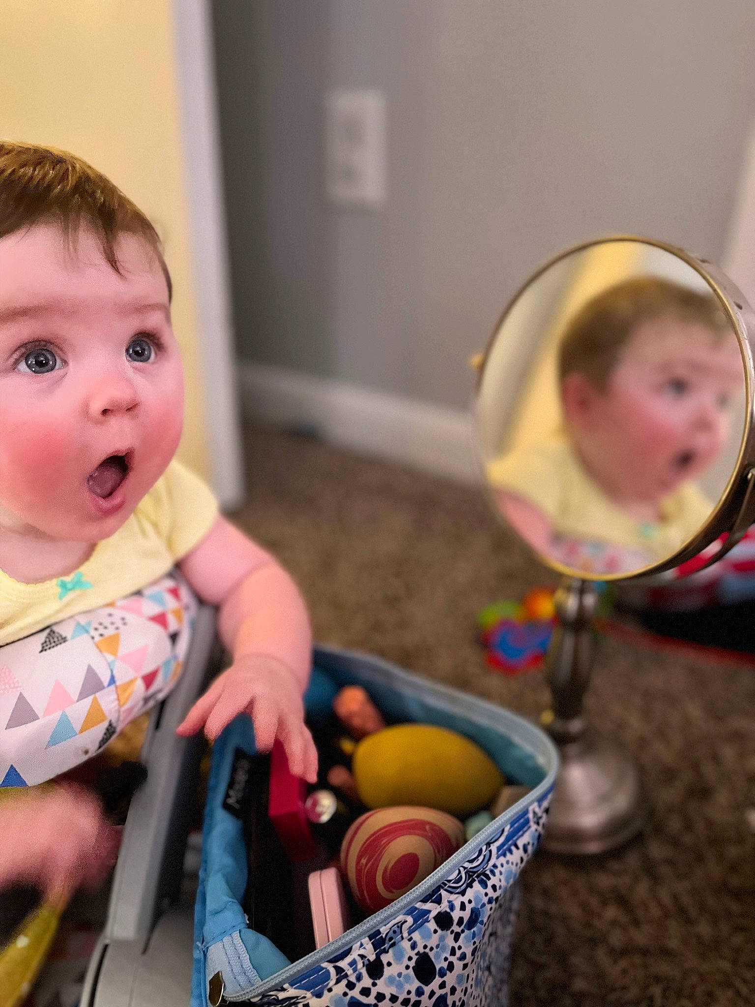 Lorelei is registered to the contest to win money with this photo: baby, baby_toddler_clothing, baby_toys, child, circle, easter, event, fun, glass, happy, holiday, leisure, party, person, play, room, sitting, surprise, sweetness, toddler