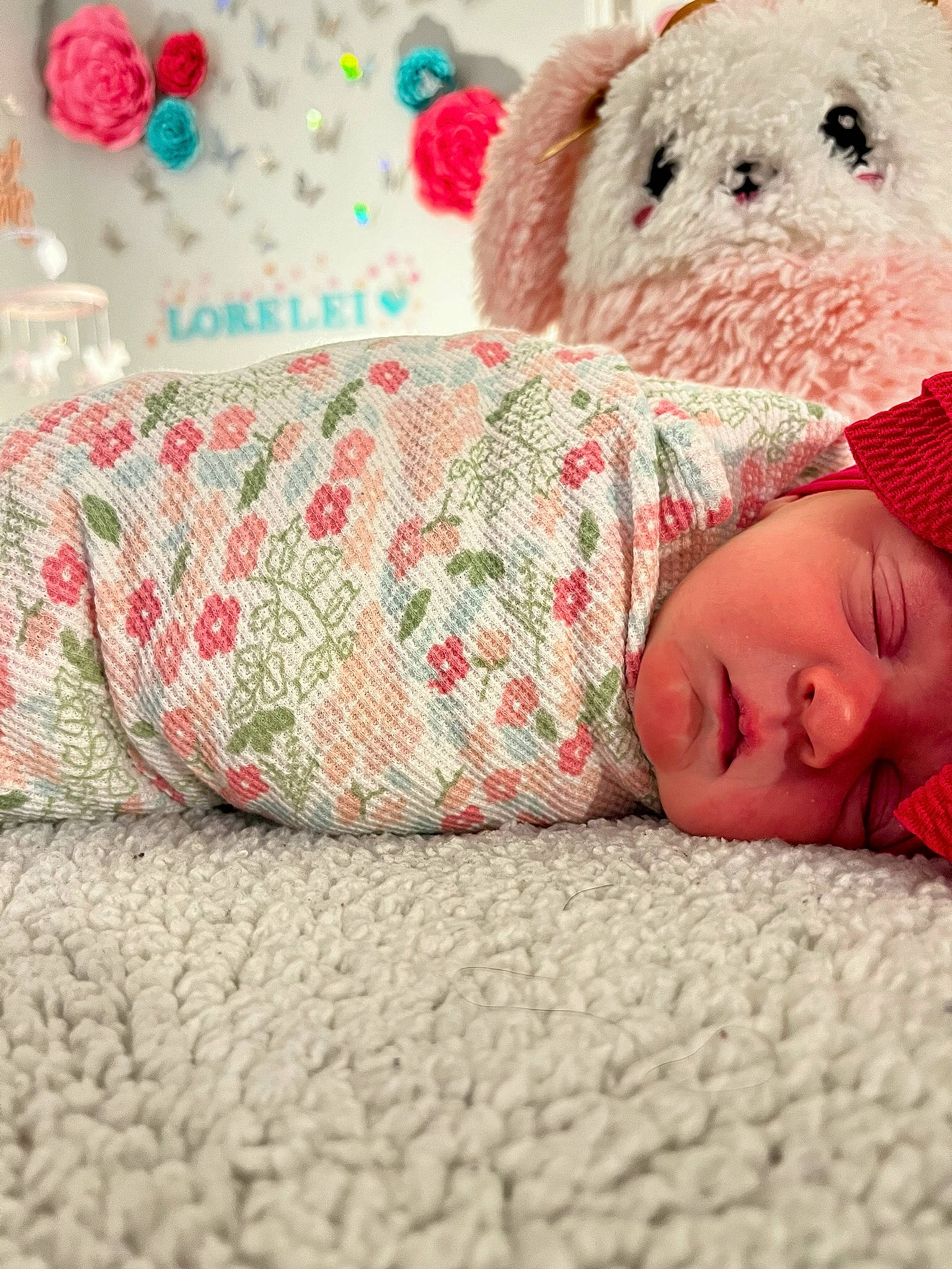 Lorelei joined the competition — help win amazing prizes! baby, baby_products, baby_sleeping, bedding, carmine, comfort, fashion_accessory, flooring, fur, headwear, knit_cap, linens, pattern, person, plush, sleeve, stuffed_toy, teddy_bear, textile, toy