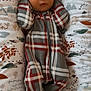 baby, sleeping, plaid_onesie, hat, blanket, patterned_blanket, infant, cozy, soft_fabric, peaceful, cute, child, newborn, resting, indoors, warm, comfort, portrait, small, adorable