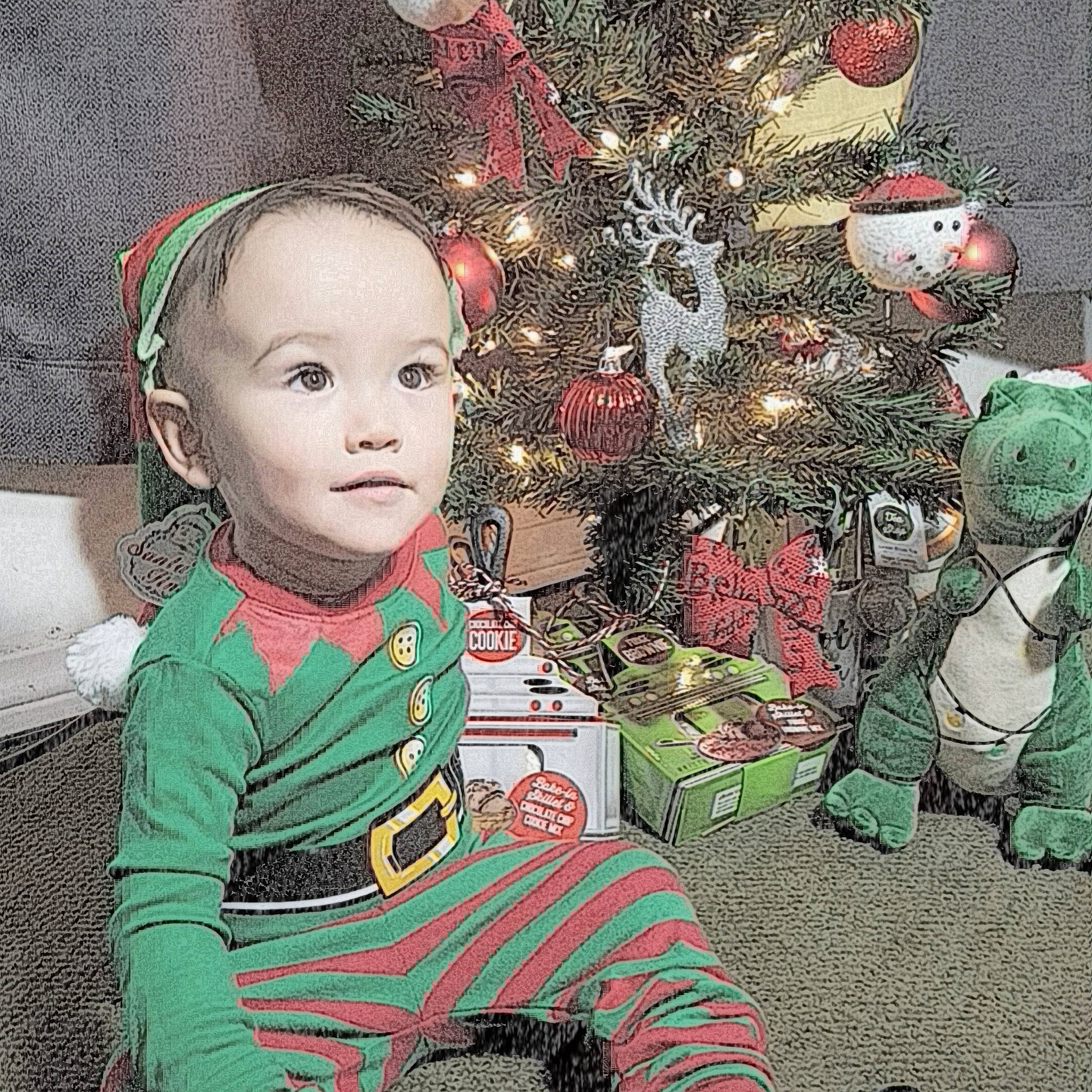 Buddy joined the competition — help win amazing prizes! child, christmas, christmas_decoration, christmas_tree, girl, holiday, person, product, toddler, tree