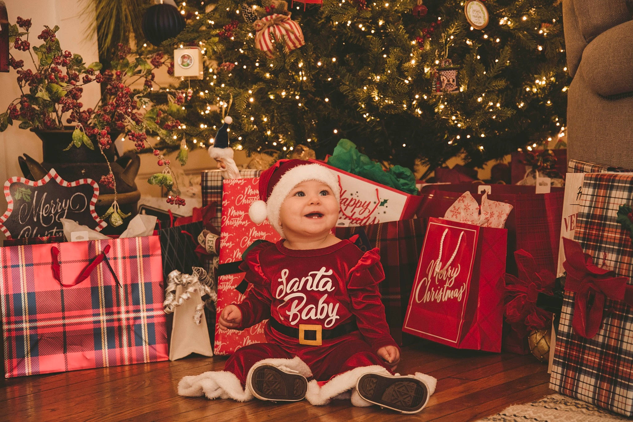 Kynzlie joined the competition — help win amazing prizes! carmine, christmas, christmas_decoration, christmas_eve, christmas_lights, christmas_ornament, christmas_stocking, christmas_tree, conifer, event, happy, headwear, holiday, holiday_ornament, interior_design, joy, ornament, person, room, tradition