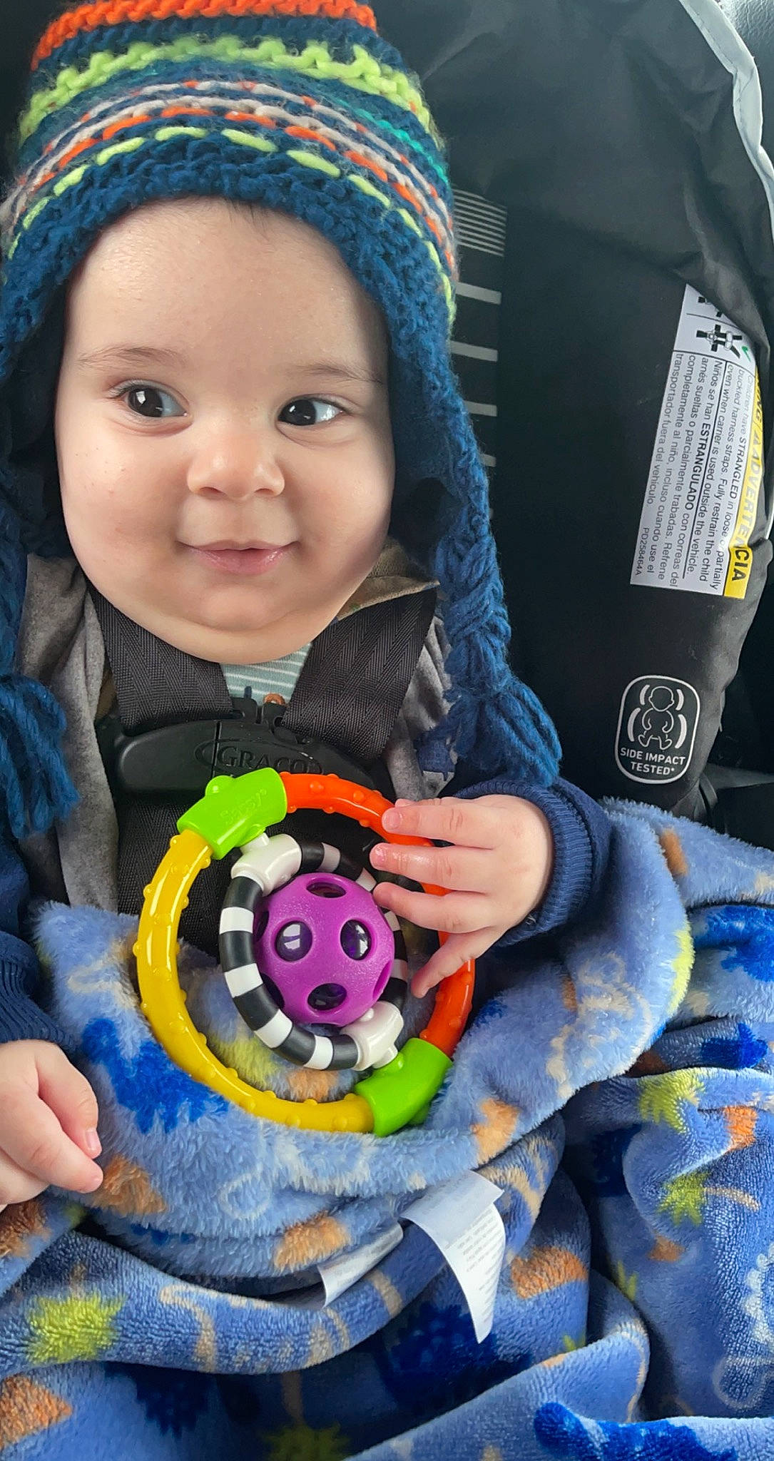Isaias is registered to the contest to win money with this photo: baby, baby_products, baby_toddler_clothing, baby_toys, bonnet, button, cheek, headband, headgear, headwear, person, plush, textile, toddler, toy, wool