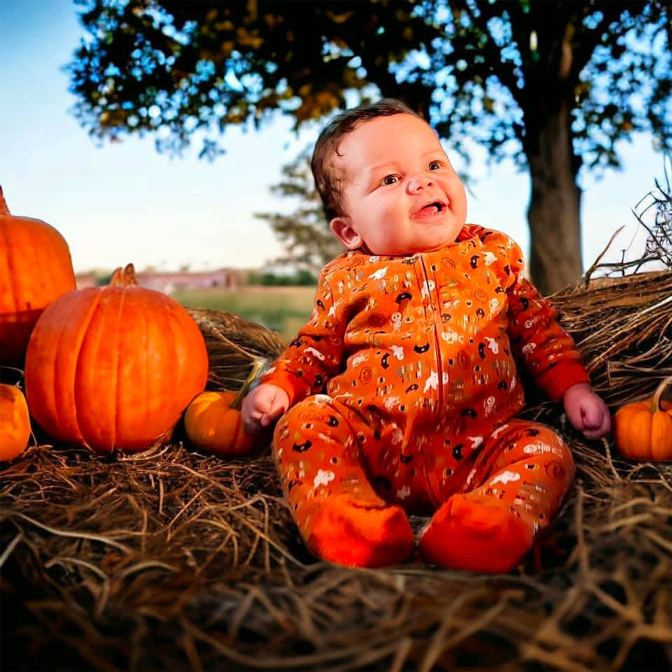 Emir joined the competition — help win amazing prizes! baby_toddler_clothing, calabaza, cucurbita, eye, facial_expression, gourd, grass, happy, natural_foods, orange, people_in_nature, person, plant, pumpkin, sky, smile, squash, toddler, tree, vegetable