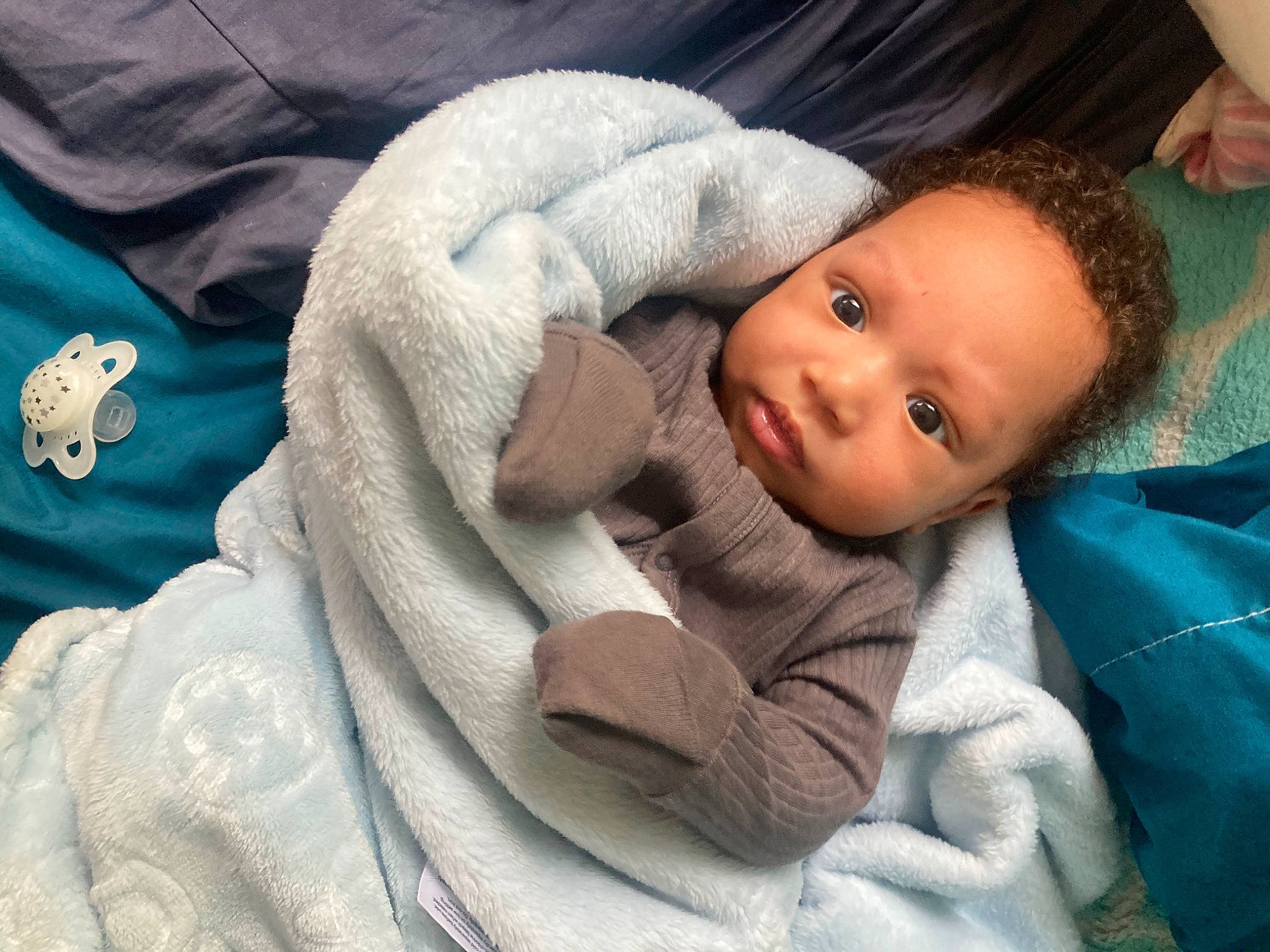 Jaiden joined the competition — help win amazing prizes! baby, baby_sleeping, baby_toddler_clothing, bedding, bedtime, blanket, cheek, child, comfort, fur, linens, nap, nose, person, room, sitting, skin, sleep, sleeve, textile