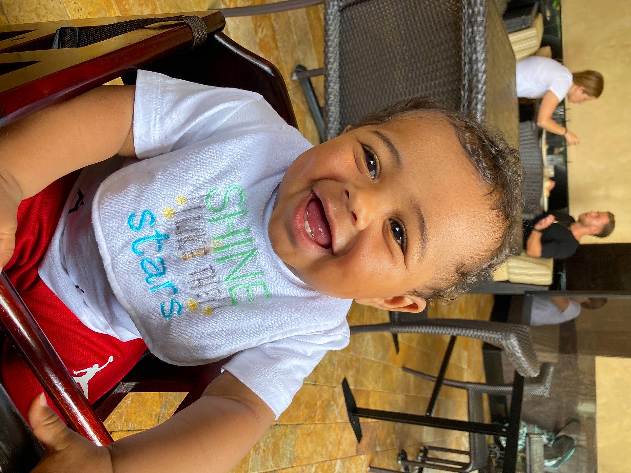 Jadon joined the competition — help win amazing prizes! baby, baby_toddler_clothing, chair, cheek, child, chin, elbow, finger, fun, happy, joy, laugh, leisure, mouth, person, sitting, skin, smile, thumb, toddler