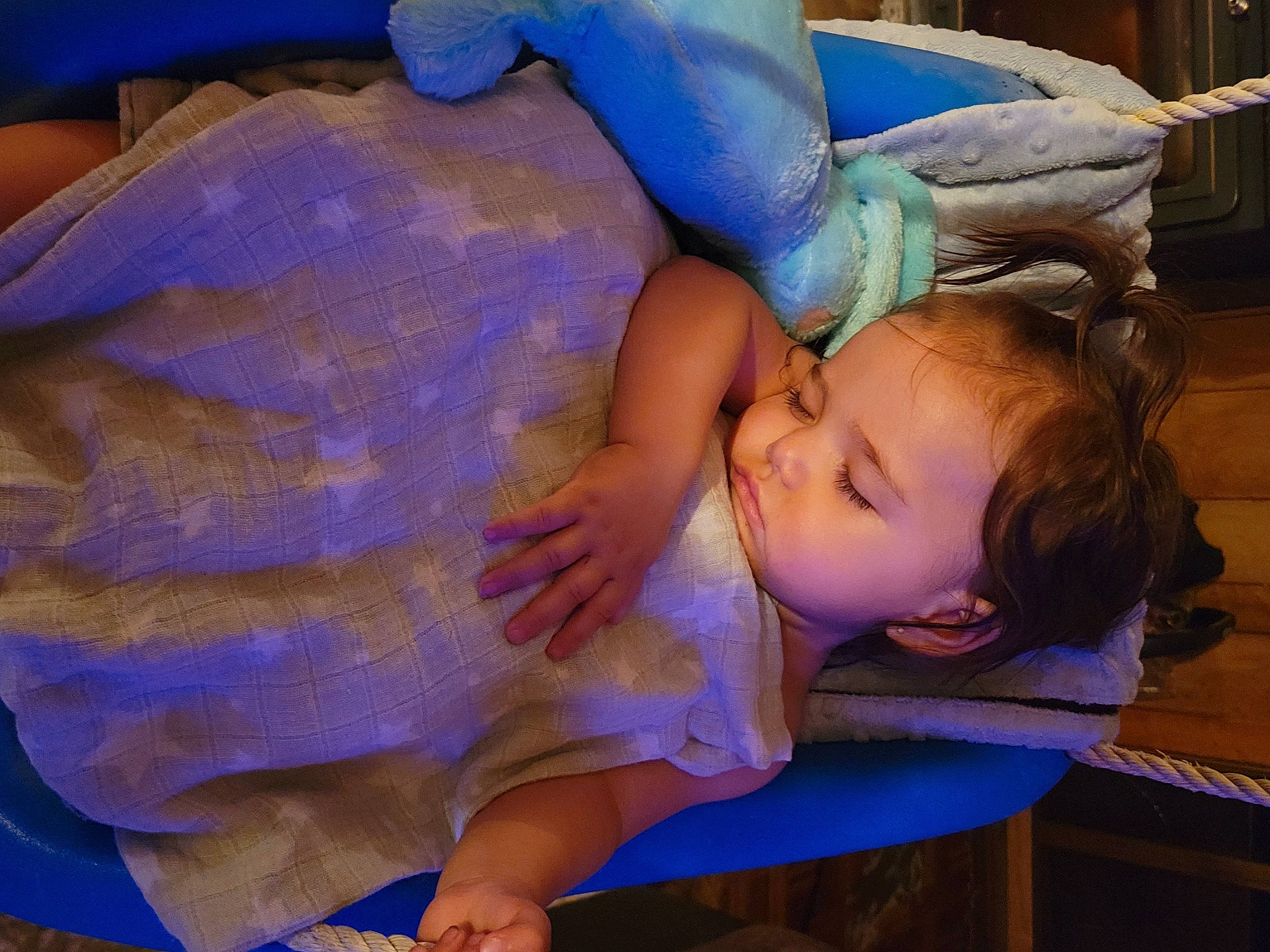 Billie is registered to the contest to win money with this photo: baby, baby_products, baby_toddler_clothing, blue, cheek, child, comfort, electric_blue, eyelash, happy, iris, mouth, nail, pattern, person, play, purple, sitting, skin, toddler