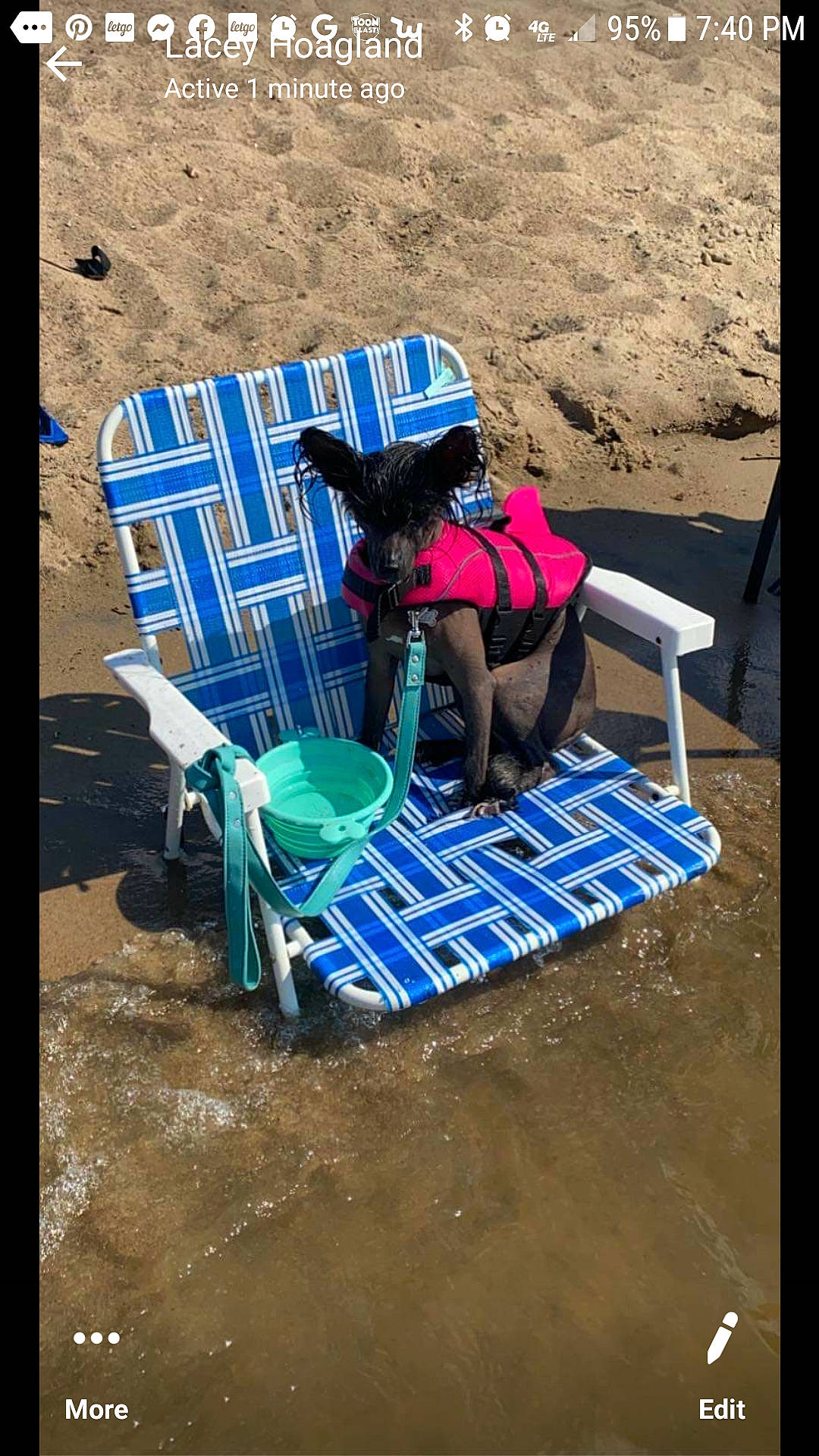 Betty Boyd is registered to the contest to win money with this photo: beach, electric_blue, fashion_accessory, font, fun, hat, human_leg, leisure, magenta, outdoor_furniture, personal_protective_equipment, recreation, sand, shadow, shorts, sitting, sunglasses, t_shirt, tints_and_shades, travel