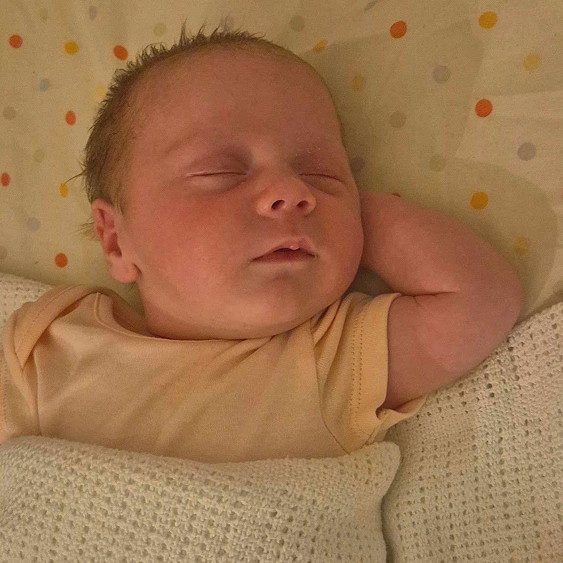 Blssom joined the competition — help win amazing prizes! baby, bed, blanket, child, comfort, cute, face, indoors, infant, knitted, newborn, pajamas, peaceful, polka_dot, portrait, relaxation, resting, skin, sleeping, soft