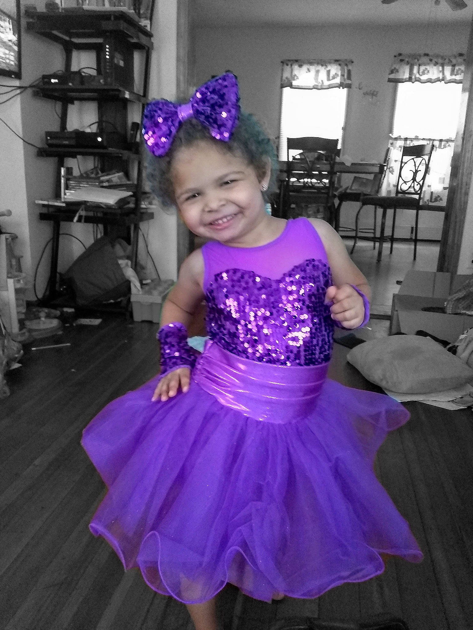 Miyah is registered to the contest to win money with this photo: ballet_tutu, blue, child, clothing, costume, dress, joy, lavender, person, purple, toddler, violet