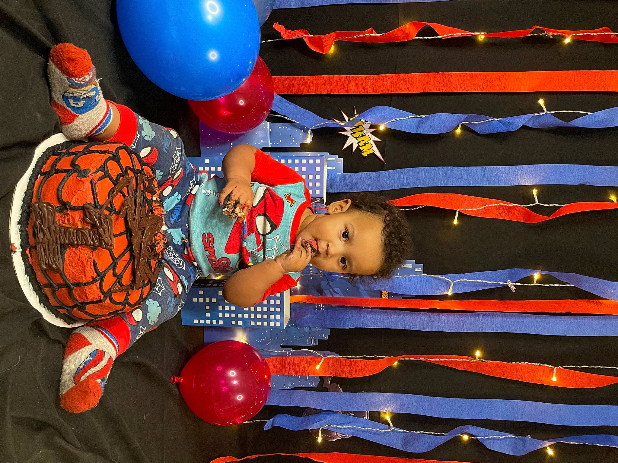 Brandon joined the competition — help win amazing prizes! balloon, blue, electric_blue, event, fictional_character, fun, games, graphics, happy, light, lighting, party_supply, person, recreation, red, room, sleeve, spider_man, t_shirt, toy
