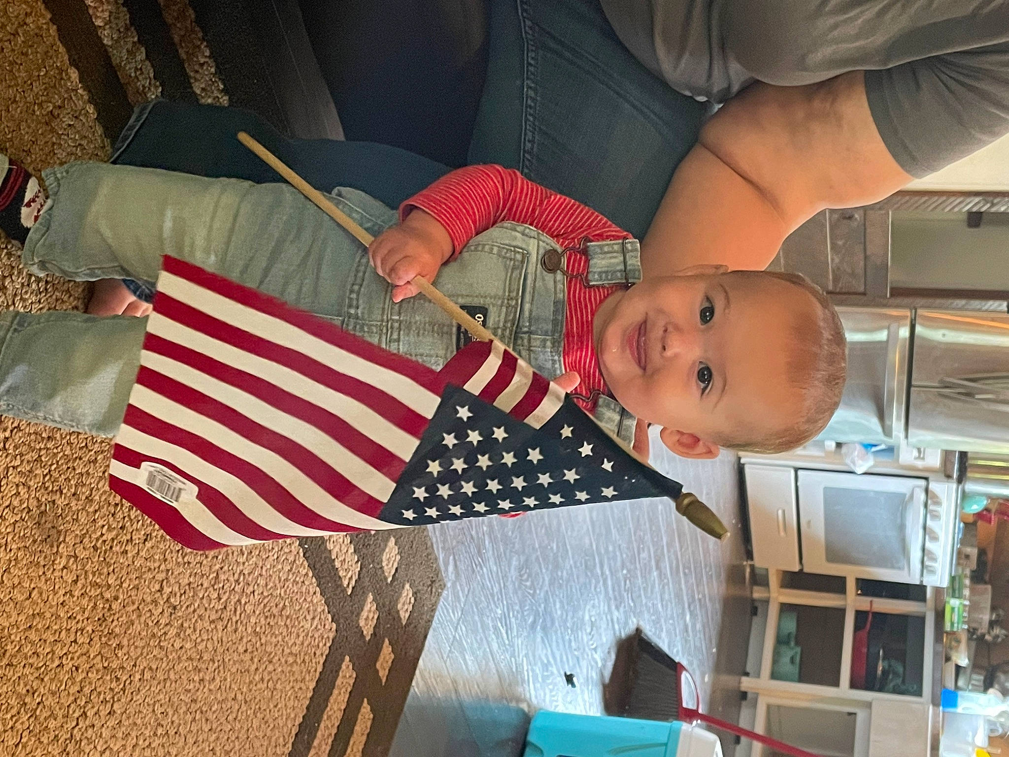 Mason joined the competition — help win amazing prizes! baby, baby_products, baby_toddler_clothing, bookcase, child, elbow, event, flag, flag_day_usa, flag_of_the_united_states, fun, joy, pattern, person, room, shelf, smile, toddler