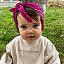 Allexie a rejoint le concours — aidez-le/la à gagner de superbes lots ! toddler, child, headband, pink, sweater, outdoor, grass, stroller, portrait, cute, baby, face, eyes, clothing, person, young_child, nature, casual, expression, closeup