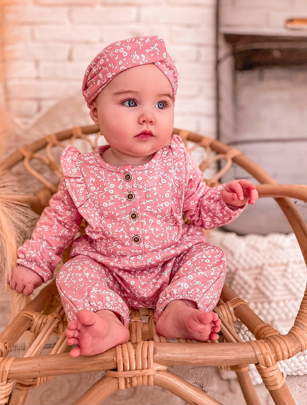 Maggie joined the competition — help win amazing prizes! baby, baby_toddler_clothing, cap, chair, cheek, clothing, dress, embellishment, eye, face, happy, head, headwear, lip, magenta, person, pink, red, skin, sleeve