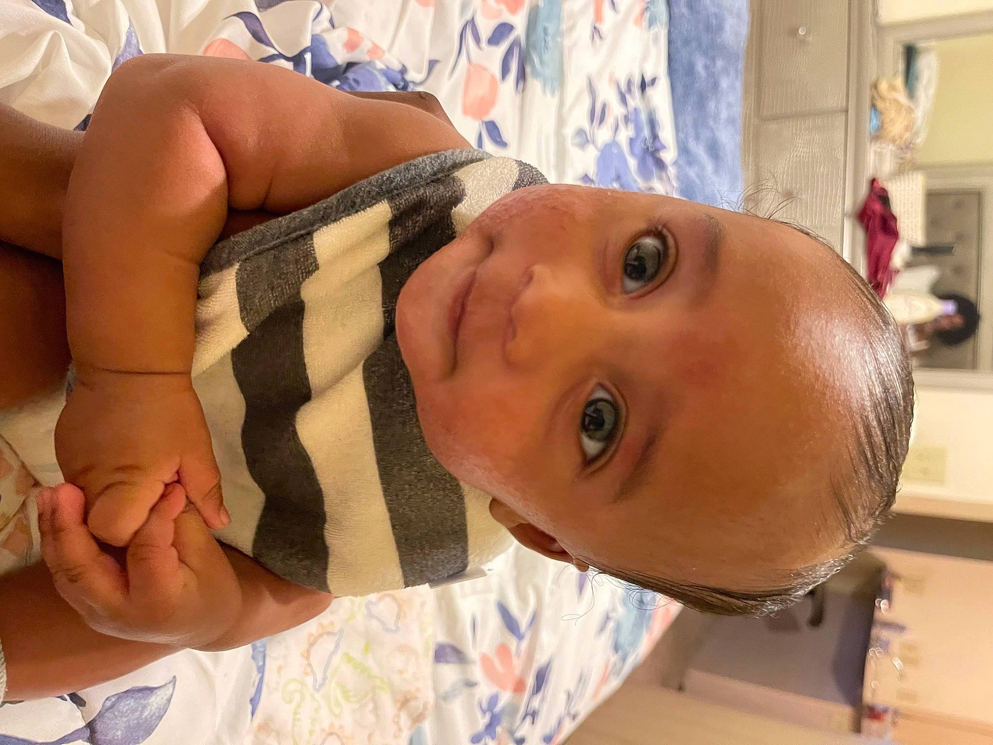 Brendan is registered to the contest to win money with this photo: abdomen, art, baby, barechested, cheek, chest, child, eyelash, finger, gesture, happy, hat, mouth, neck, nose, person, skin, thumb, toddler, trunk