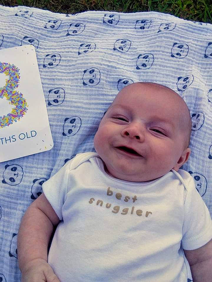 Gabriel joined the competition — help win amazing prizes! azure, baby, baby_toddler_clothing, beauty, blue, cheek, child, cool, eye, face, facial_expression, happy, human, joy, person, product, purple, skin, sleeve, smile