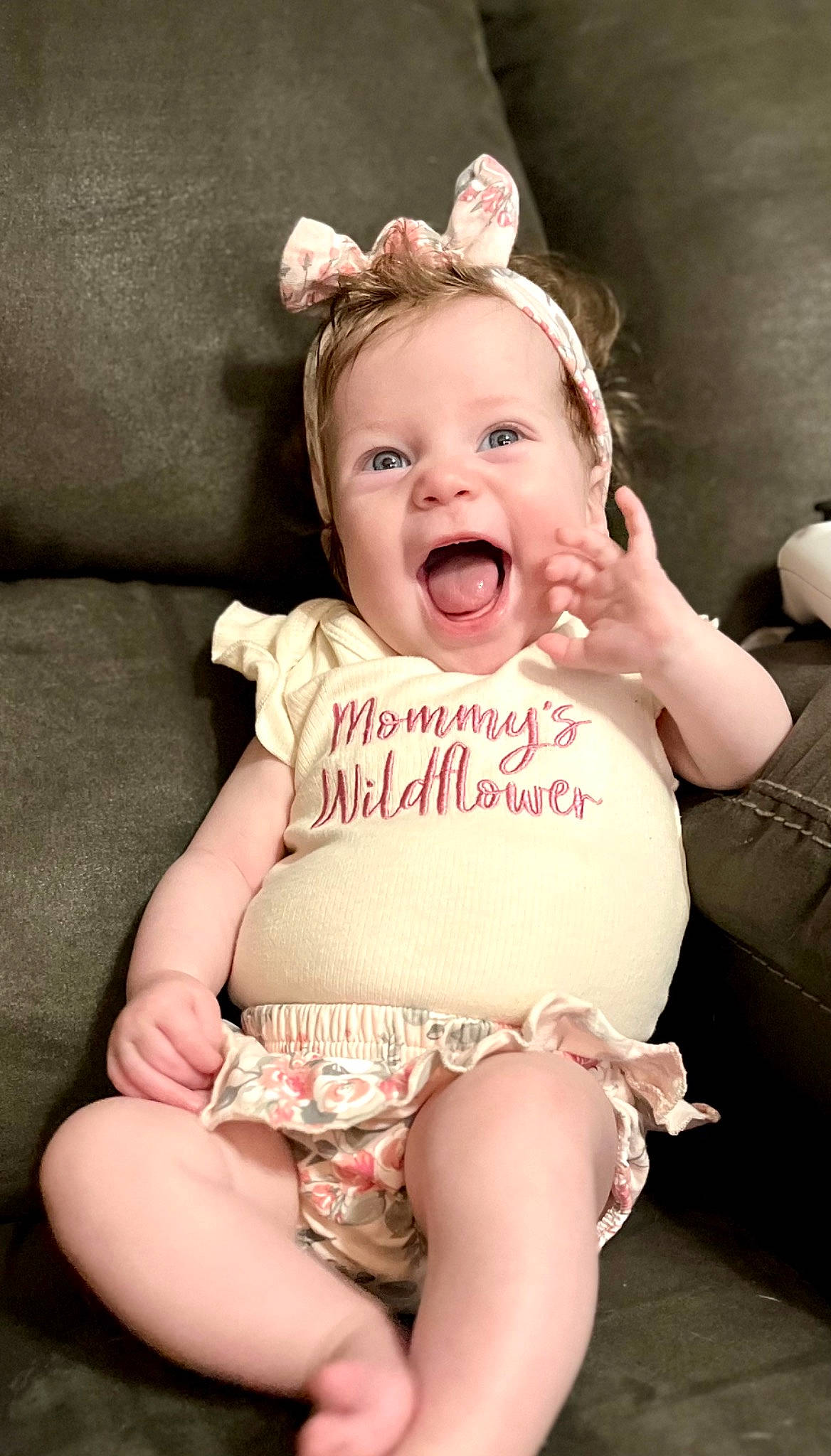 Olivia joined the competition — help win amazing prizes! baby, baby_toddler_clothing, cheek, child, comfort, eye, finger, flash_photography, fun, happy, head, iris, lip, mouth, person, pink, skin, sleeve, smile, thigh