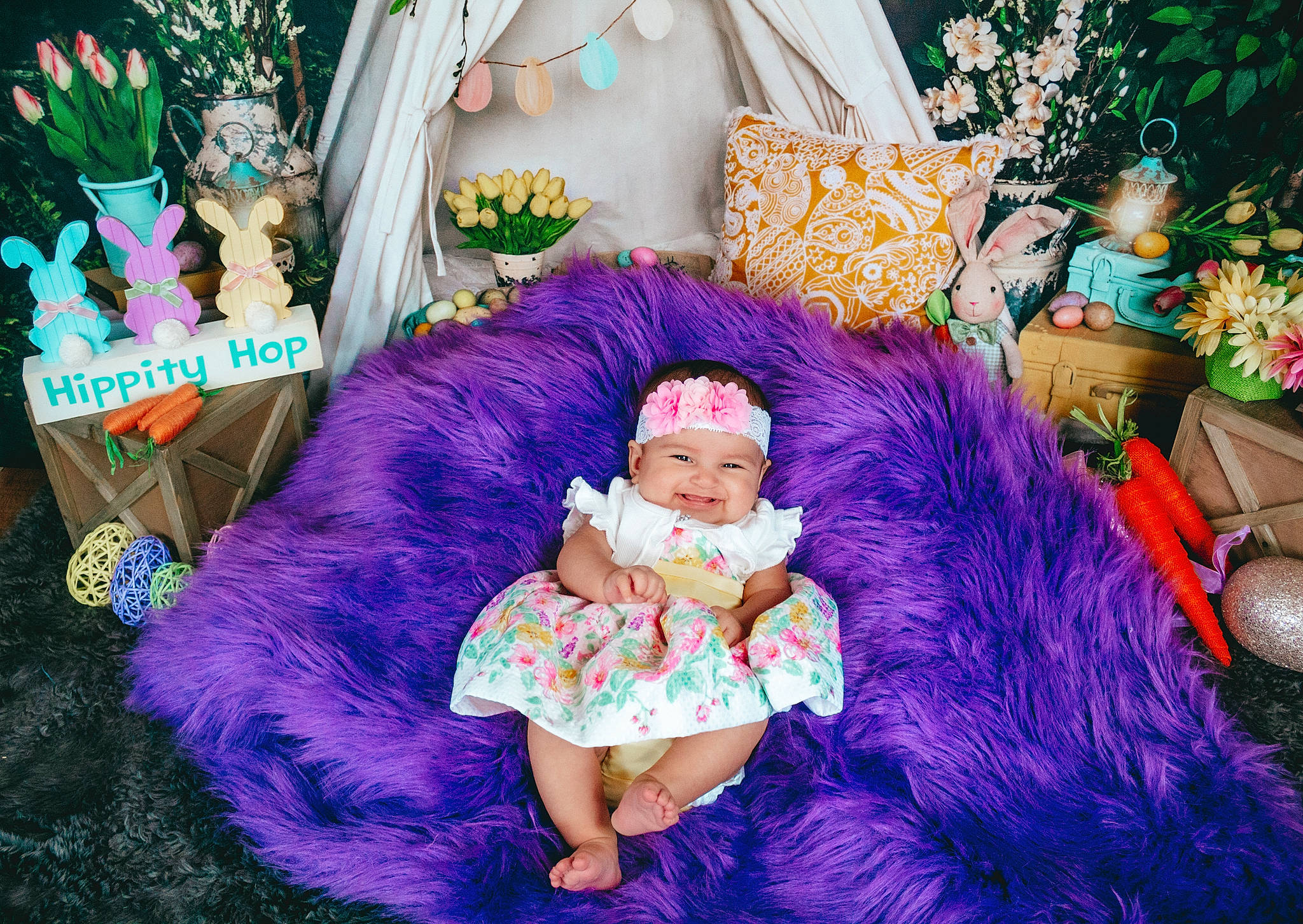 Makyla joined the competition — help win amazing prizes! baby_toddler_clothing, child, christmas_decoration, couch, decoration, event, fun, fur, happy, hat, headwear, holiday, joy, magenta, party, person, pink, purple, room, textile