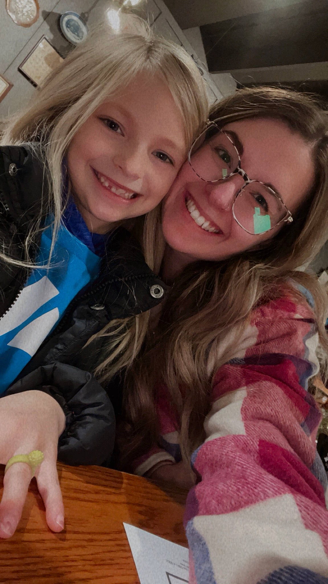 Avery joined the competition — help win amazing prizes! blond, brown_hair, child, event, eye, facial_expression, finger, fun, glasses, hair, hairstyle, happy, iris, joy, long_hair, person, skin, smile, table, tableware