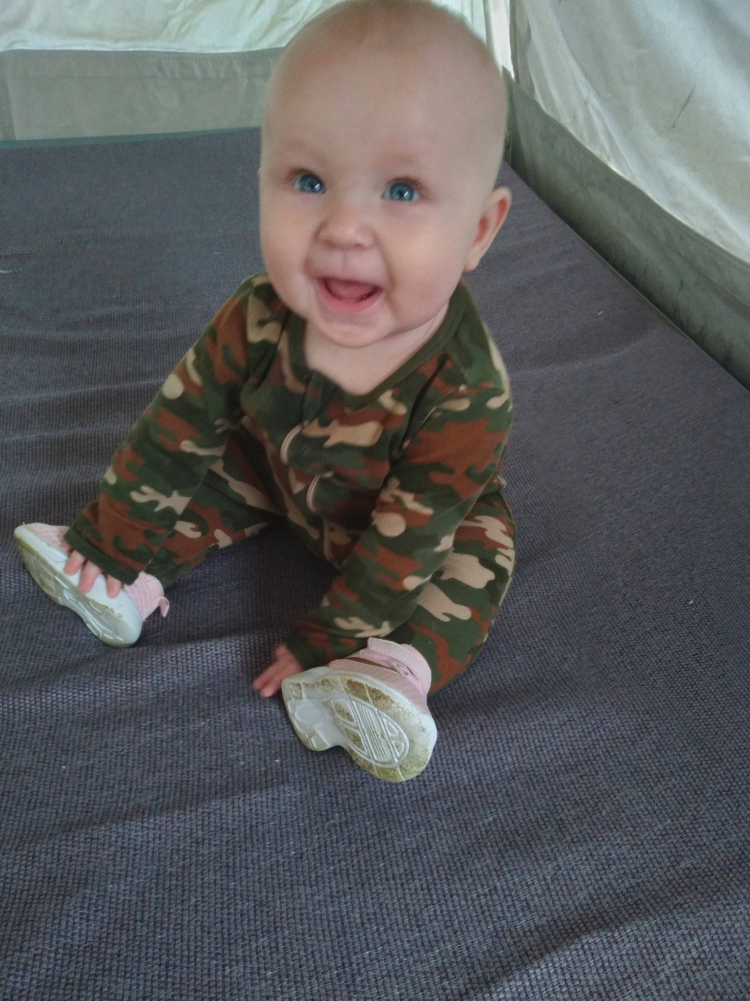 Jurney joined the competition — help win amazing prizes! baby, baby_toddler_clothing, cheek, chin, comfort, eye, face, finger, floor, flooring, head, human_body, iris, person, product, skin, sleeve, smile, t_shirt, toddler