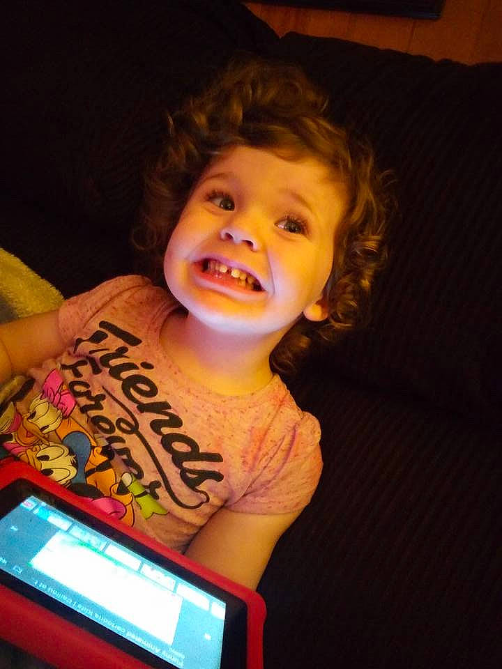 Aria Grace joined the competition — help win amazing prizes! cheek, child, chin, ear, electronic_device, eye, face, facial_expression, forehead, fun, gadget, head, human_body, joy, mouth, nose, organ, person, smile, technology